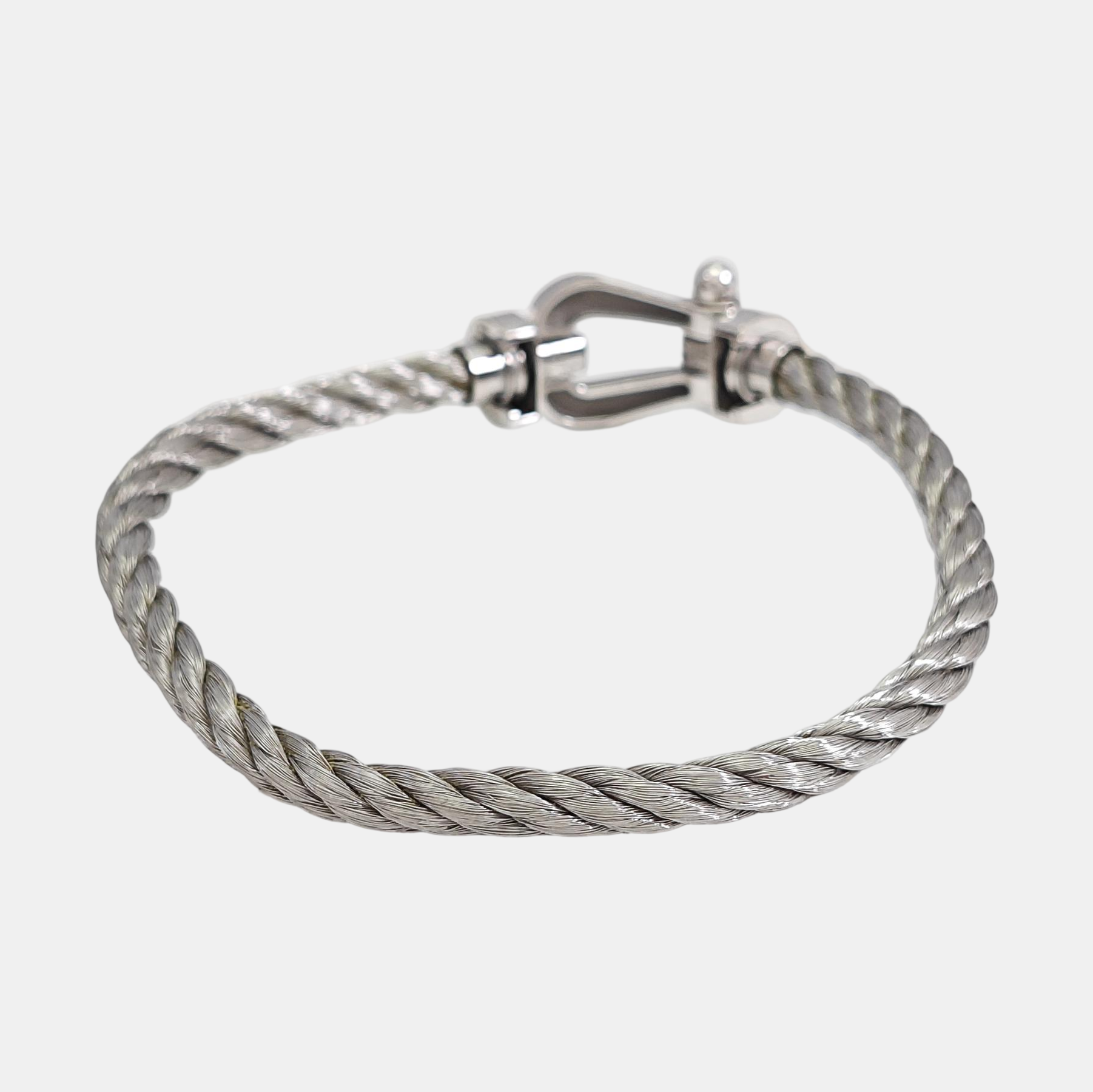 Force 10 18k White Gold Silver Bangle
