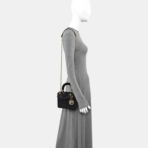 Lady Dior Mini Cannage Fabric Black
