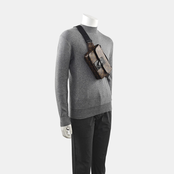 S LOCK Monogram Coated Canvas Brown