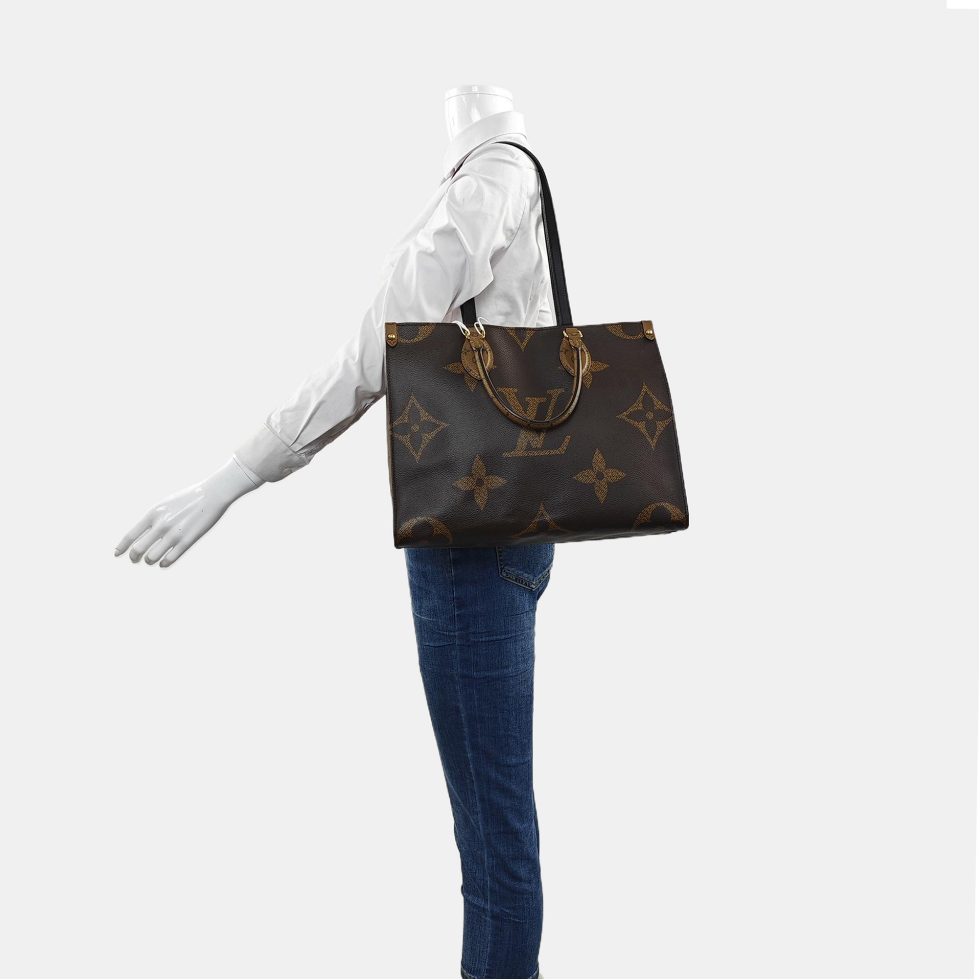 Authenticated pre-owned  ONTHEGO MM Monogram Coated Canvas Brown - Tote Bag at Looply