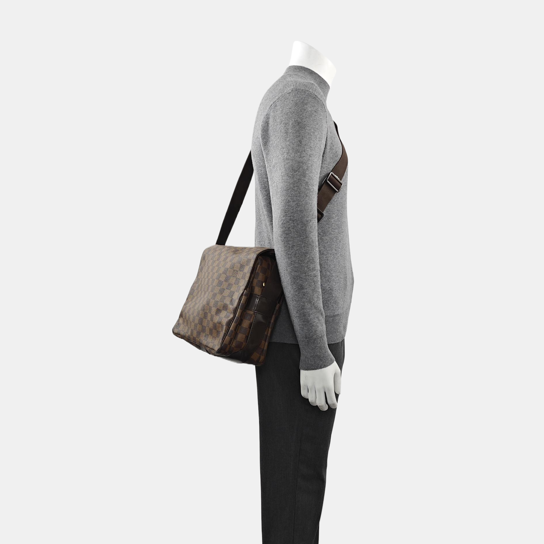 NAVIGLIO Damier Ebene Coated Canvas Brown
