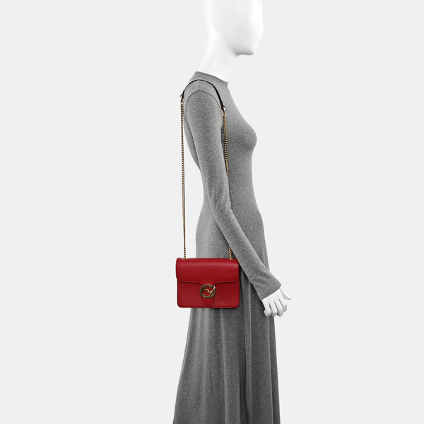 Interlocking G Small Calfskin Red