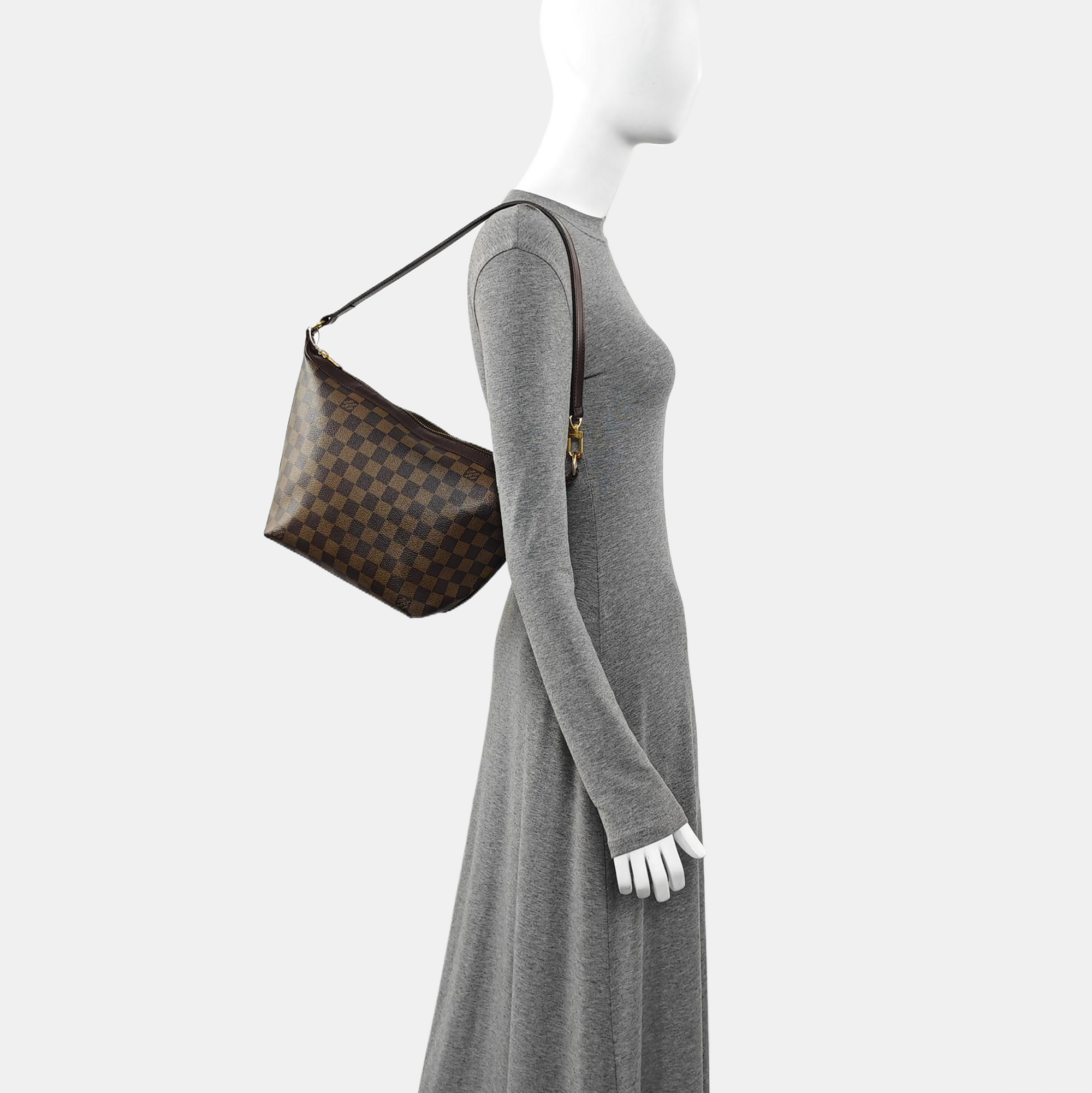 LLOVO MM Damier Ebene Coated Canvas Brown