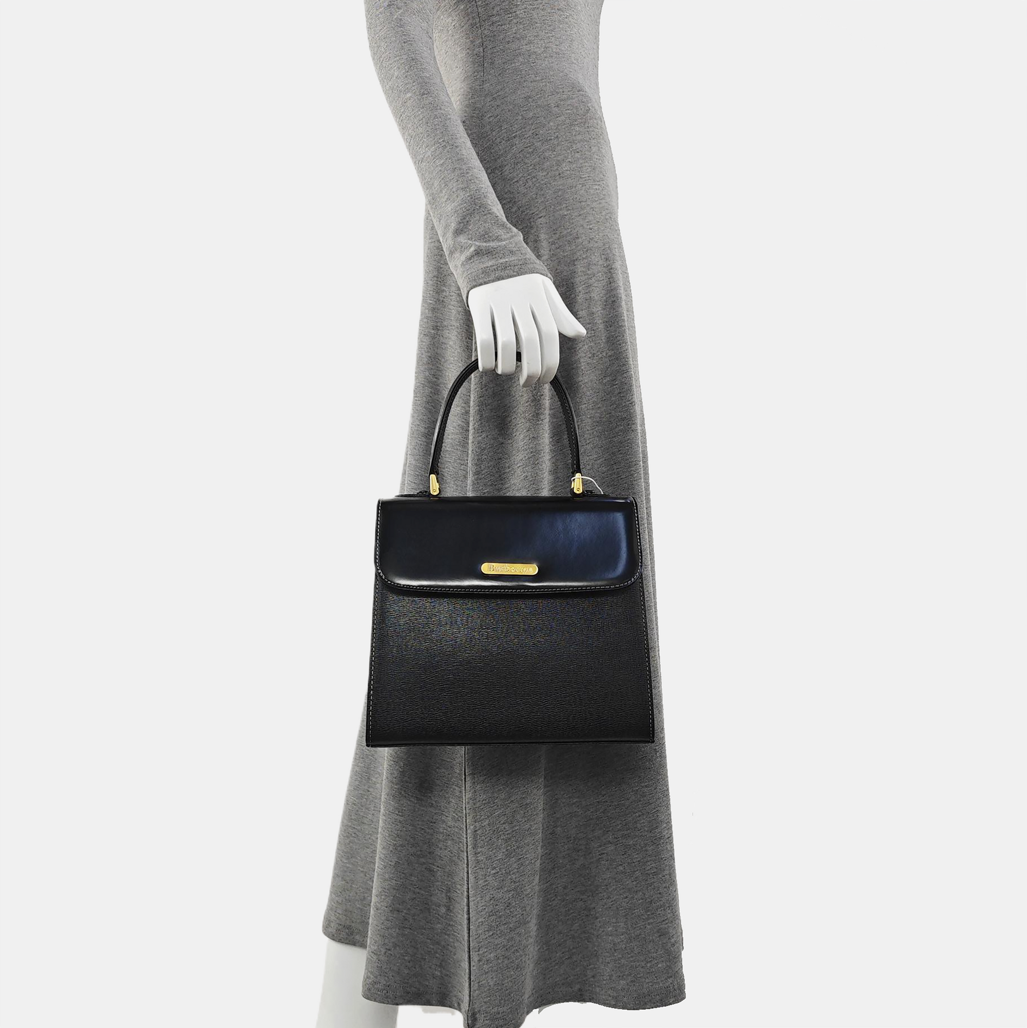 Calfskin Top Handle Bag Black