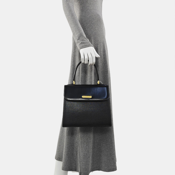 Calfskin Top Handle Bag Black