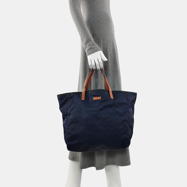 Monogram Nylon Tote Bag Black