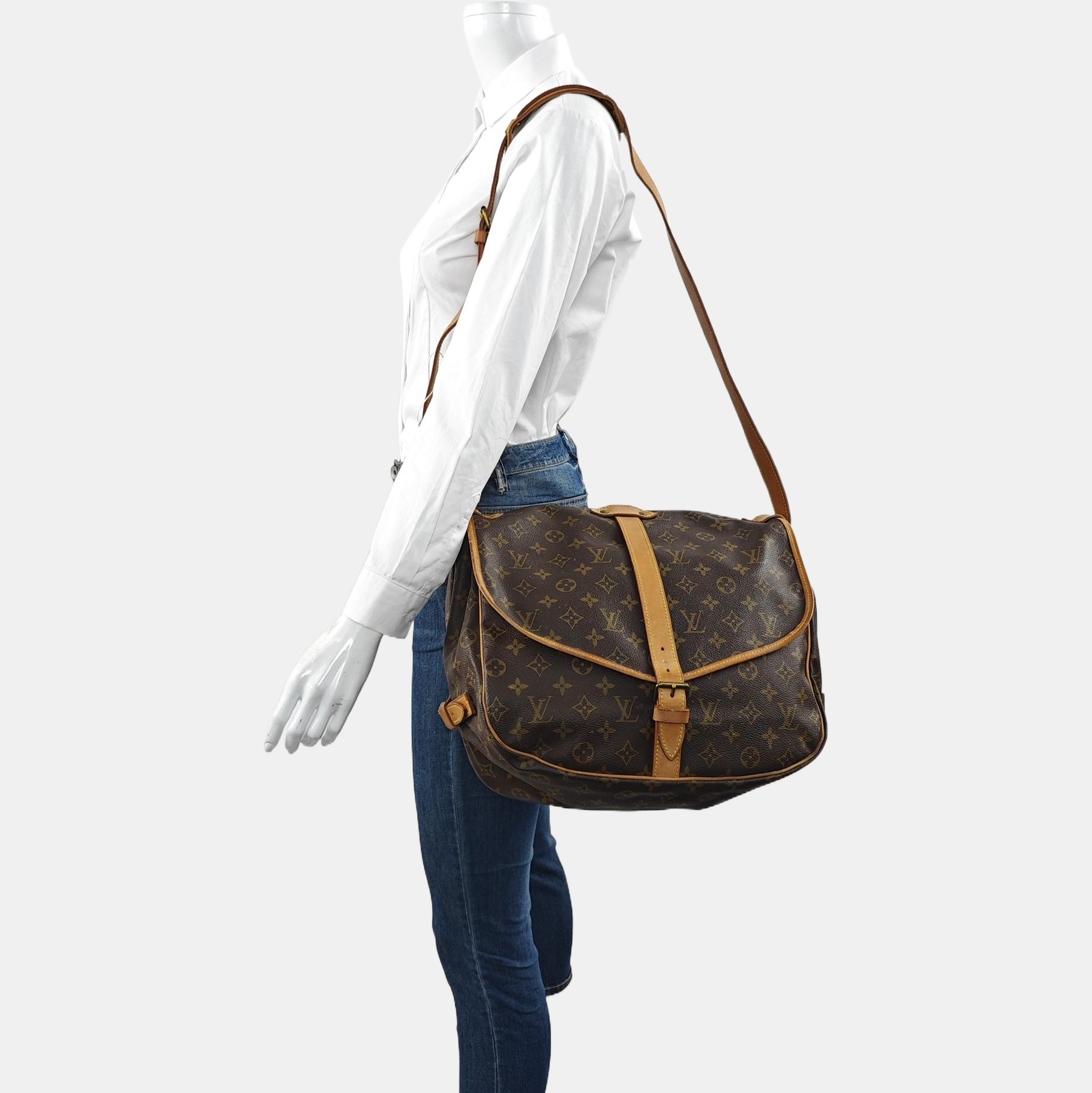SAUMUR 35 Monogram Coated Canvas Brown