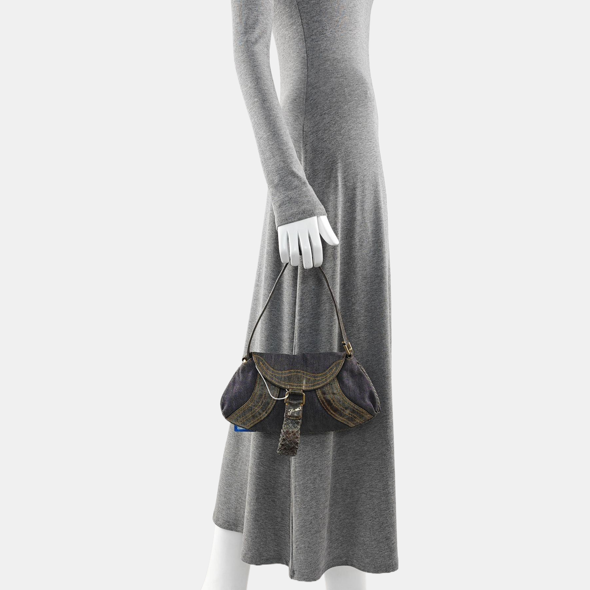 Denim Top Handle Bag Blue