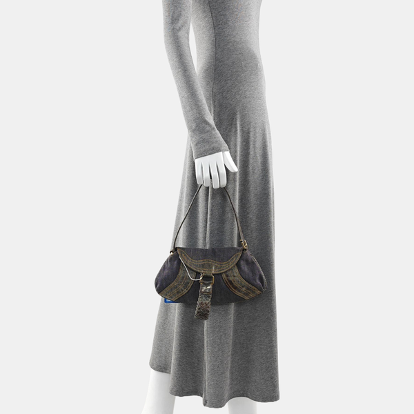 Denim Top Handle Bag Blue