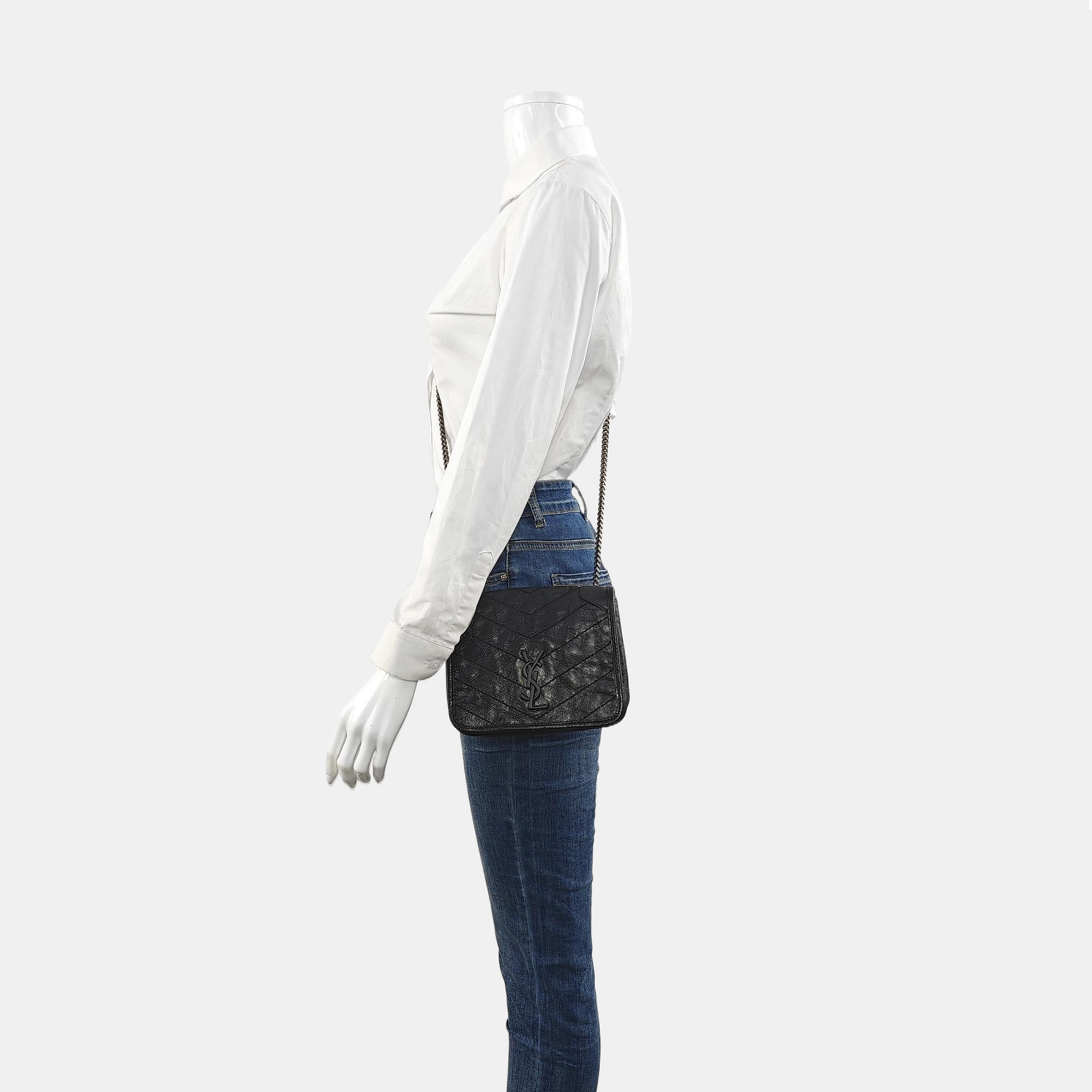 Authenticated pre-owned  NIKI Mini Chevron, Quilted Calfskin Black - Crossbody Bag at Looply