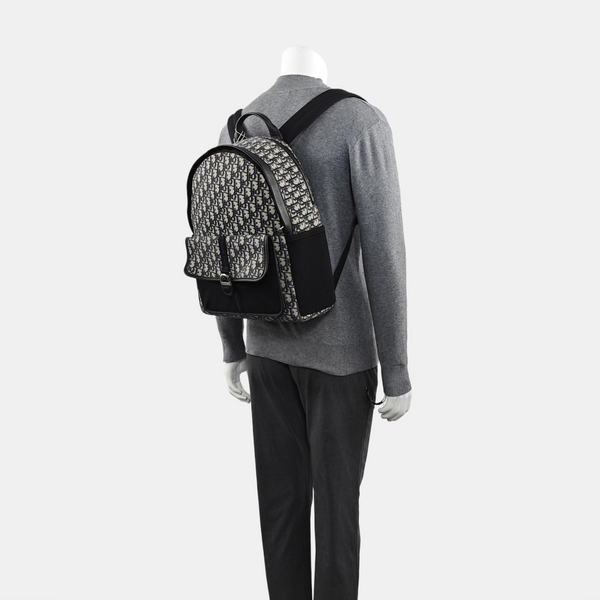 Oblique Coated Canvas Backpack Beige