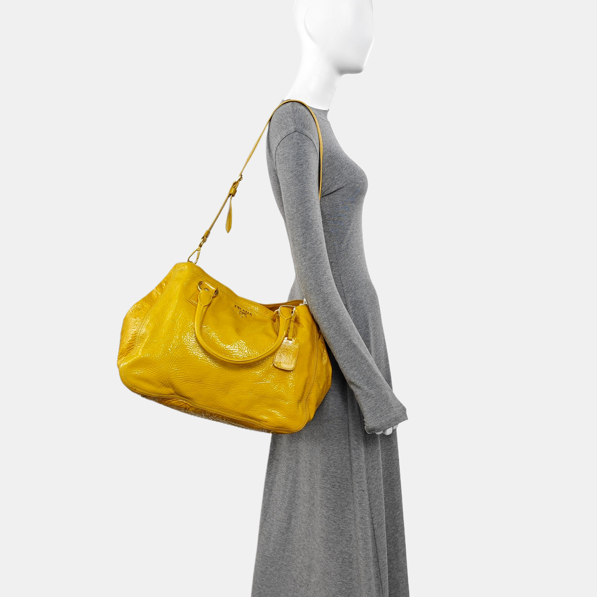Patent Leather Shoulder Bag Yellow