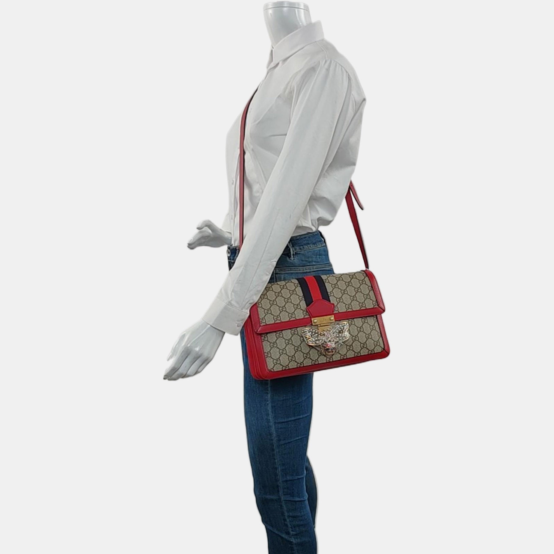 Queen Margaret Medium Monogram Coated Canvas Beige