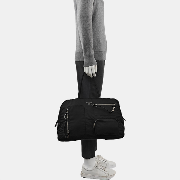 Nylon Top Handle Bag Black