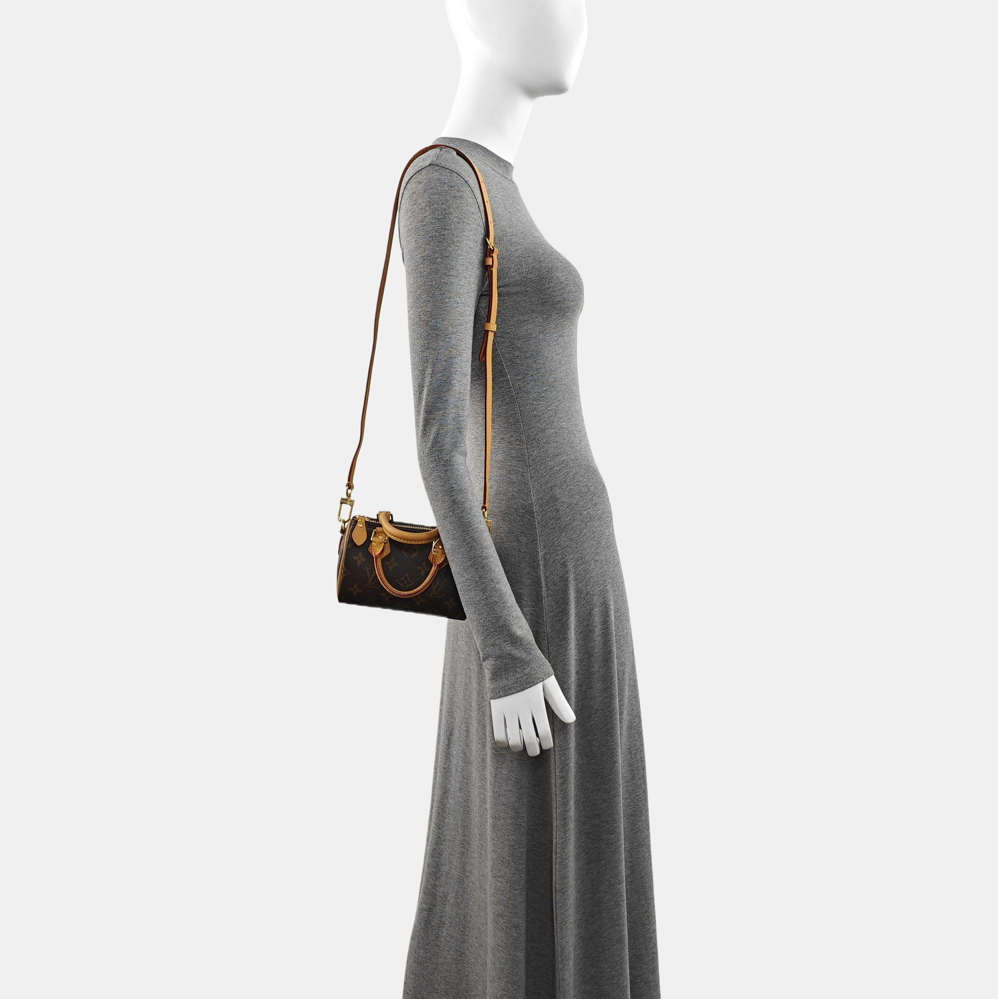 Authenticated pre-owned  SPEEDY Nano Monogram Coated Canvas Brown - Shoulder Bag at Looply
