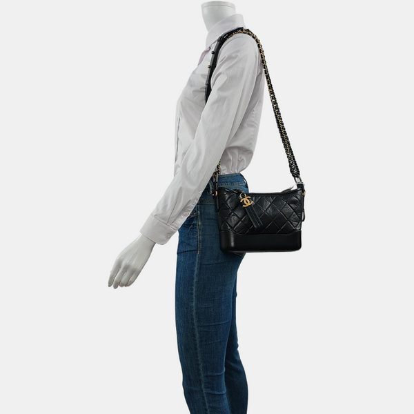 GABRIELLE Small Quilted Vintage Calf Black