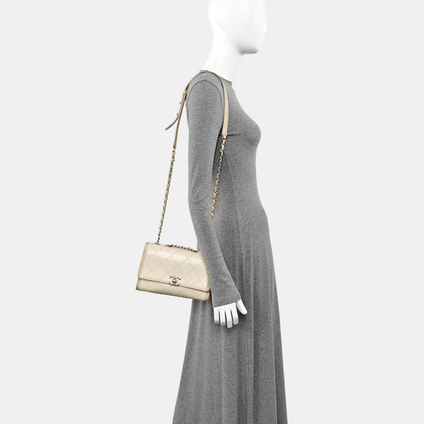Quilted Calfskin Shoulder Bag Beige