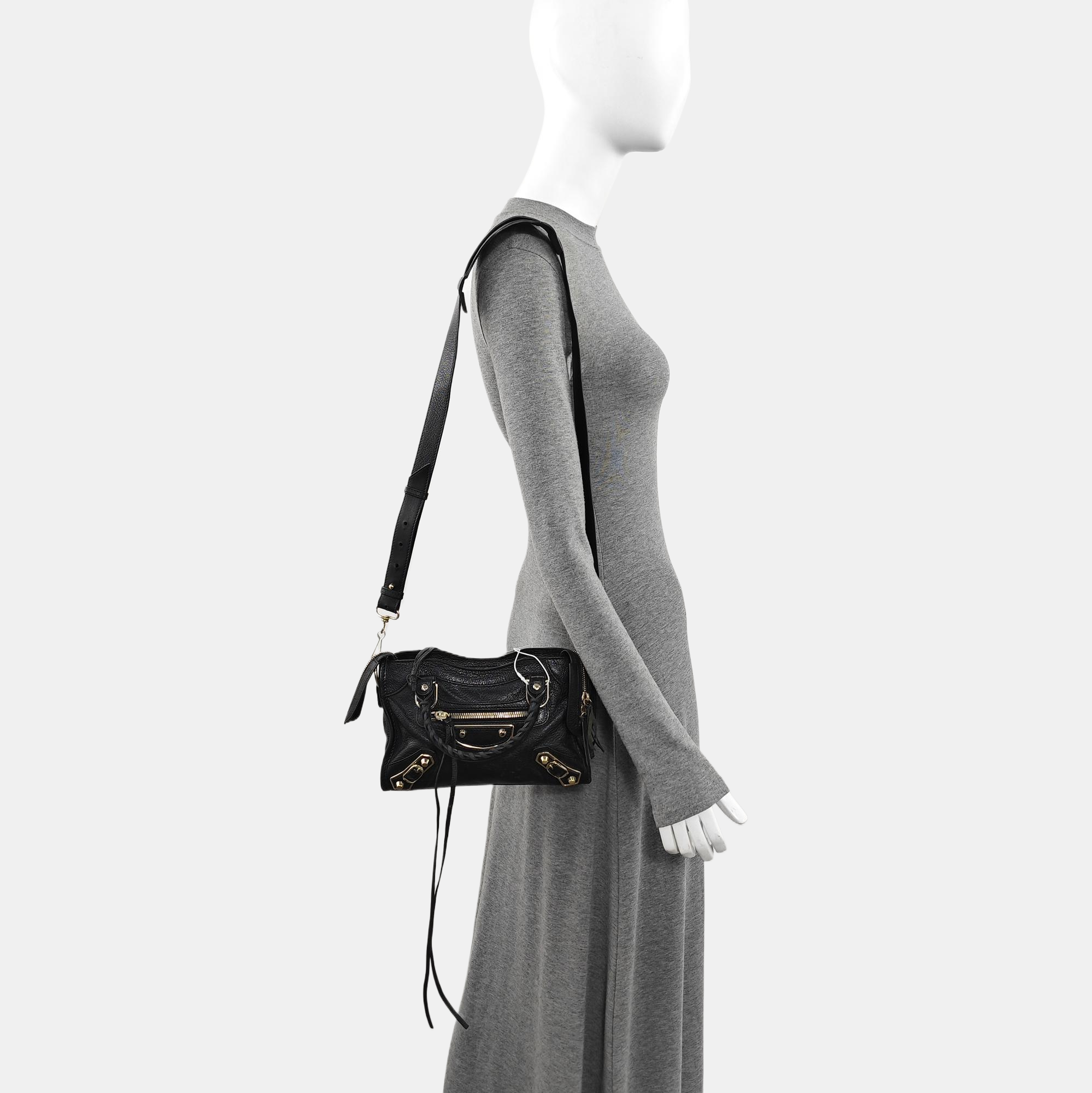 Classic Metallic Edge City Mini Lambskin Black
