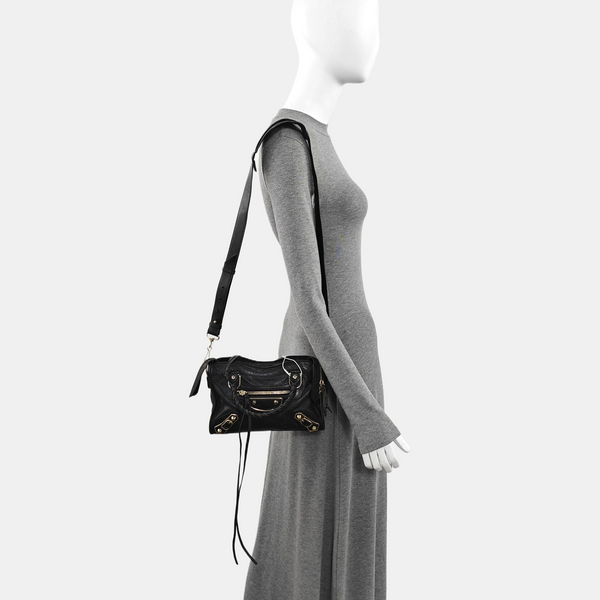 Classic Metallic Edge City Mini Lambskin Black