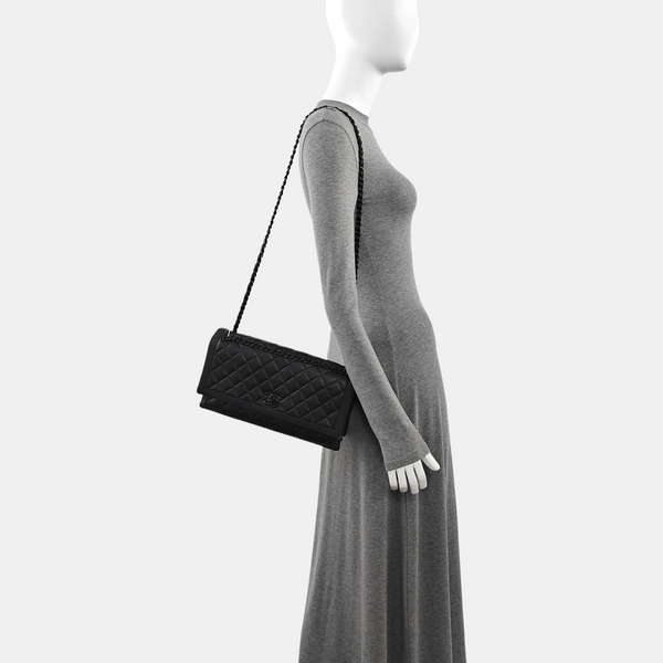 Quilted Lambskin Top Handle Bag Black