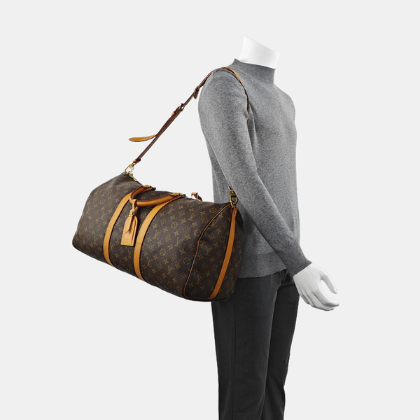 KEEPALL 50 Monogram Coated Canvas Brown