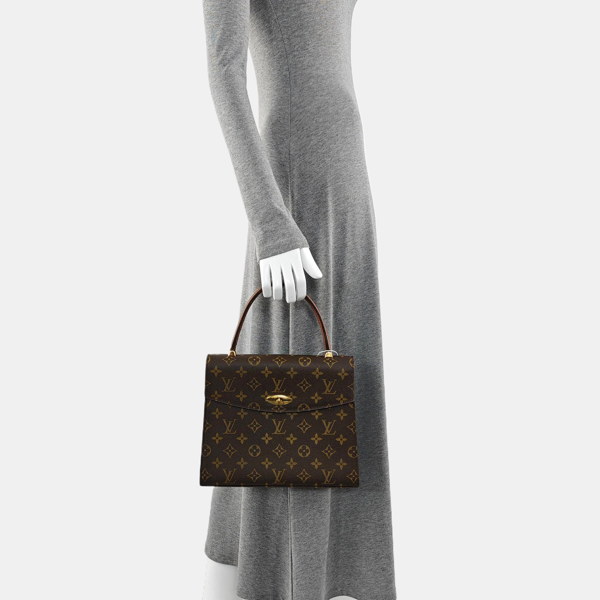 Coated Canvas Top Handle Bag Brown