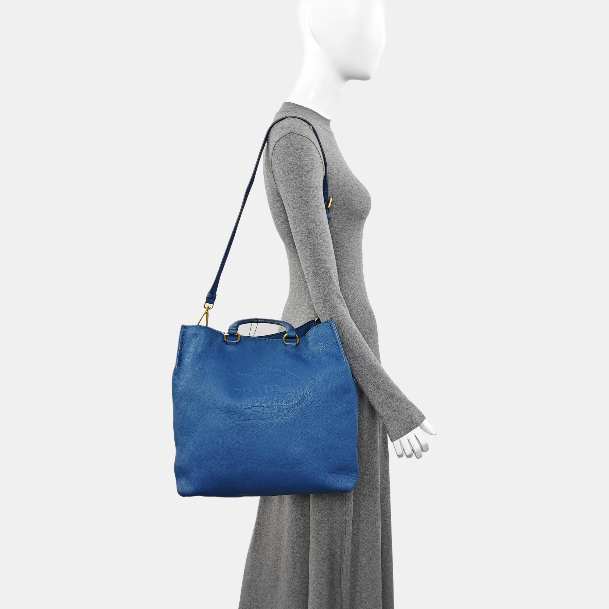 Calfskin Tote Bag Blue