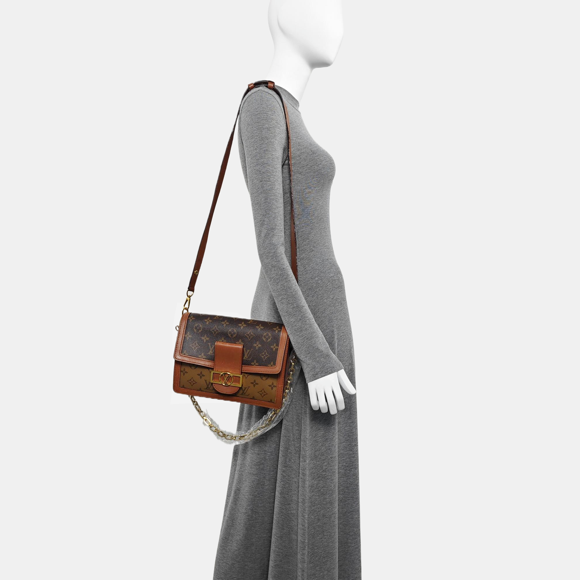 DAUPHINE MM Monogram Coated Canvas Brown