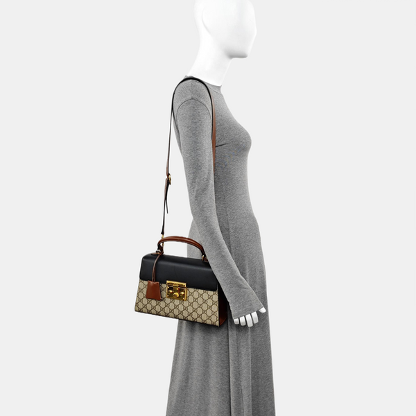 Padlock Small Monogram Coated Canvas Beige