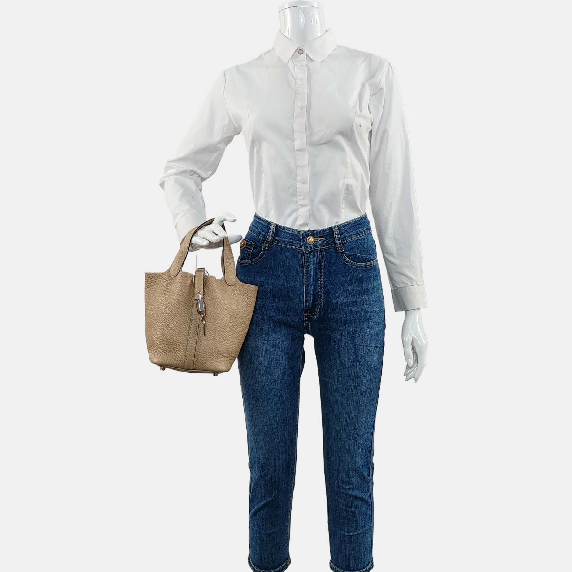 Authenticated pre-owned  Picotin Lock 18 Clemence Beige - Bucket Bag at Looply