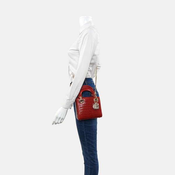 Lady Dior Mini Crocodile Red