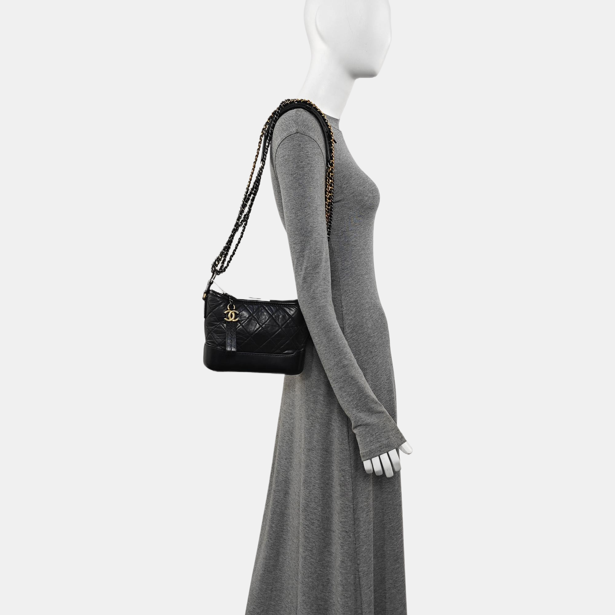 GABRIELLE Small Quilted Calfskin Black