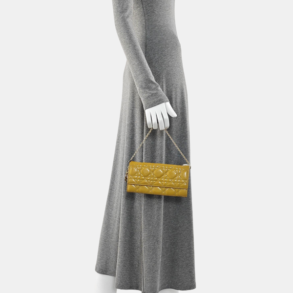 Lady Dior Small Cannage Patent Leather Yellow