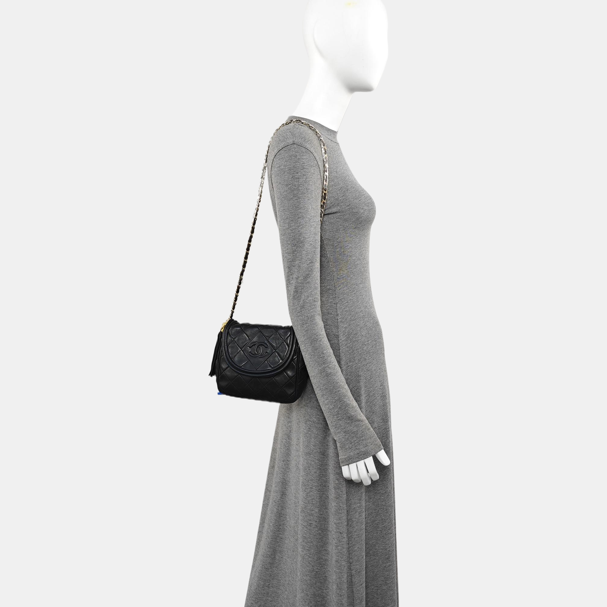 Quilted Calfskin Shoulder Bag Black