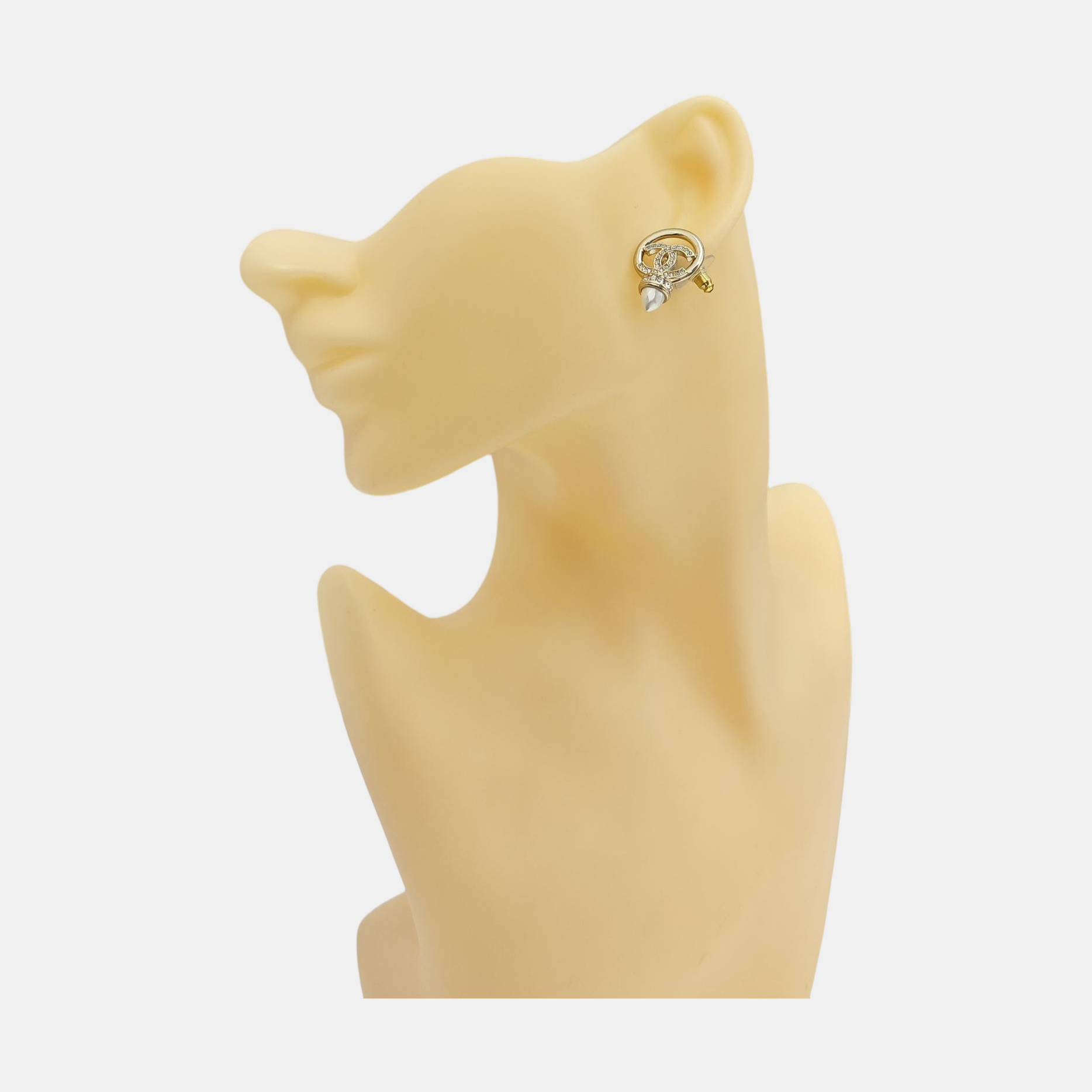 CC Logo Metal Gold Stud Earrings