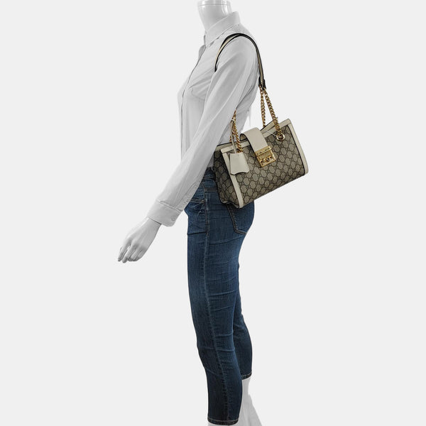 Padlock Small Monogram Coated Canvas Beige