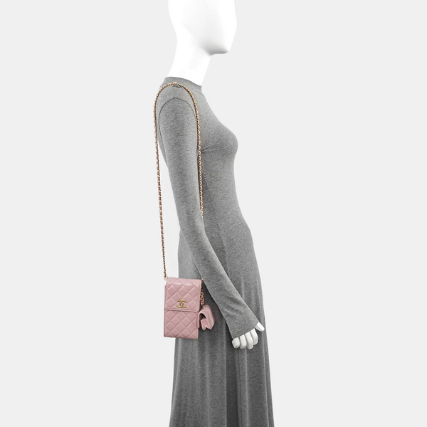 Quilted Grained Calfskin Shoulder Bag Pink