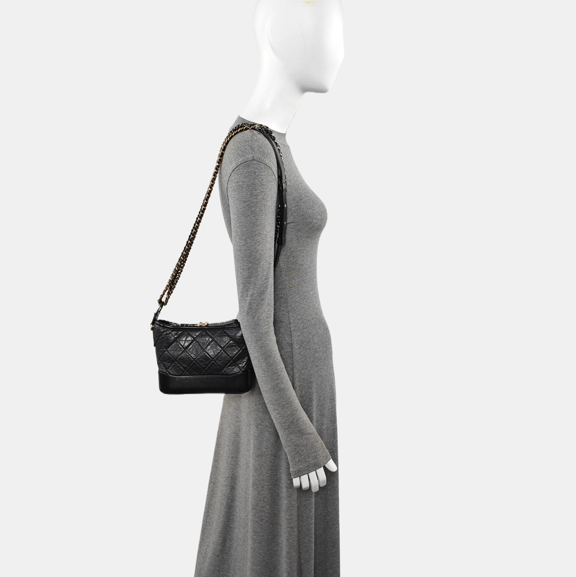 GABRIELLE Small Quilted Calfskin Black