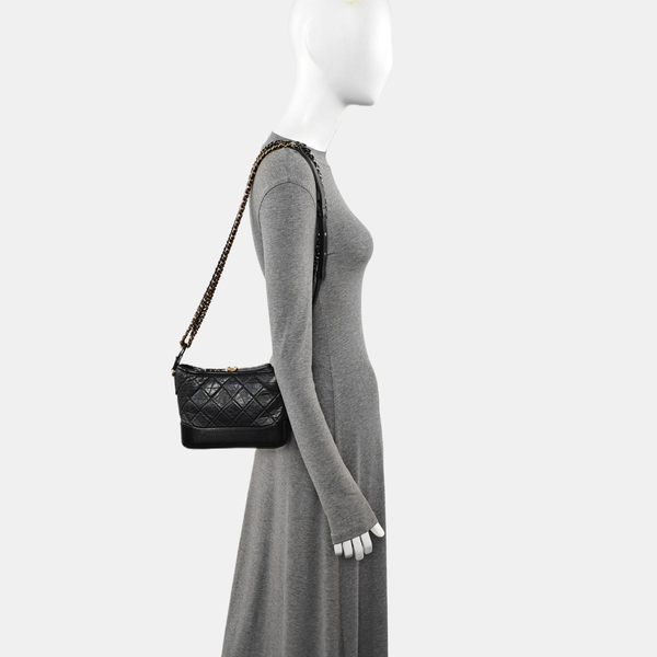 GABRIELLE Small Quilted Calfskin Black