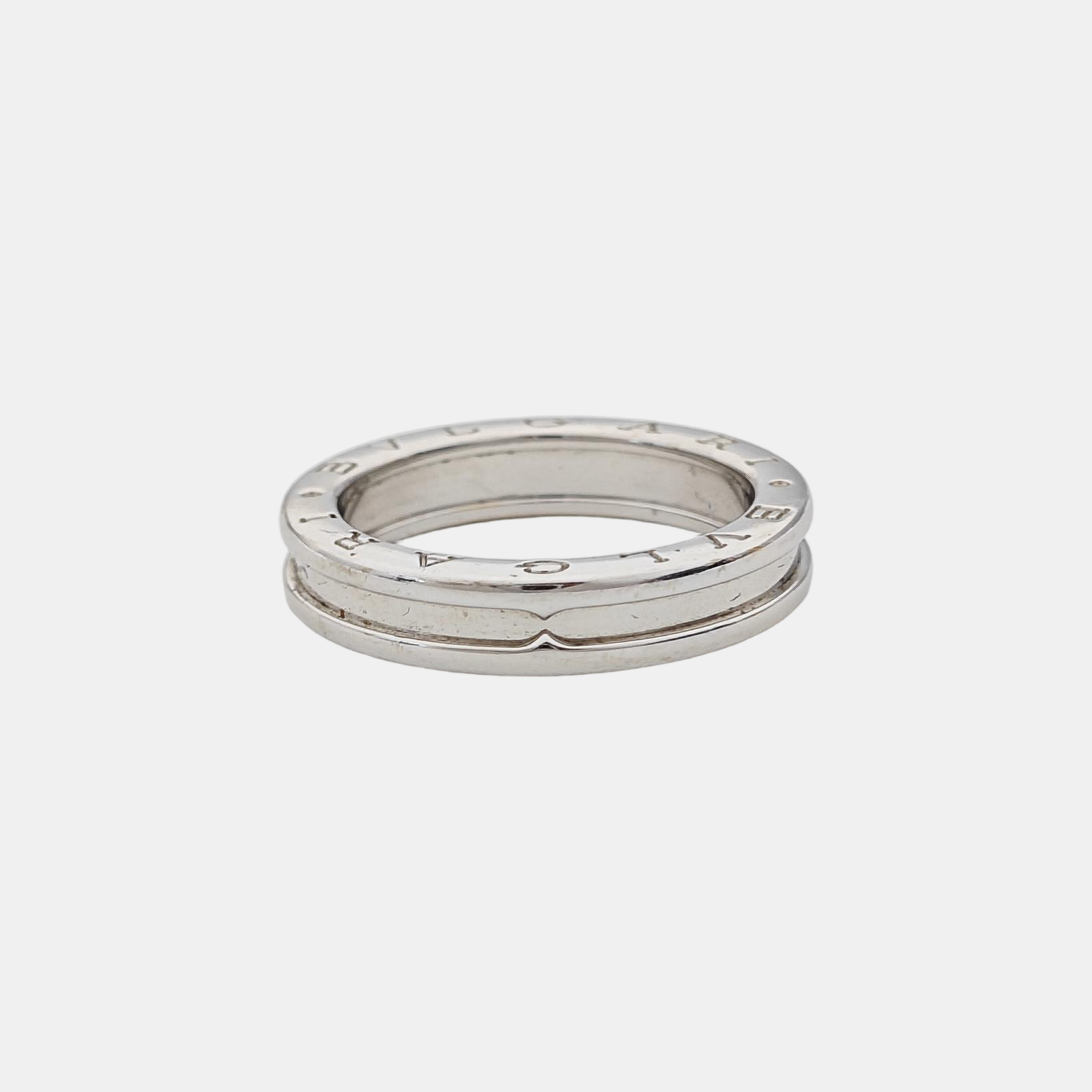 B.ZERO1 18k White Gold Silver Ring EU 60