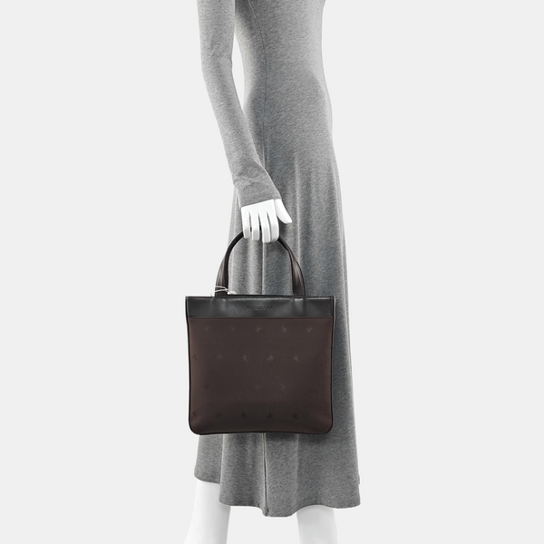 Fabric Top Handle Bag Brown