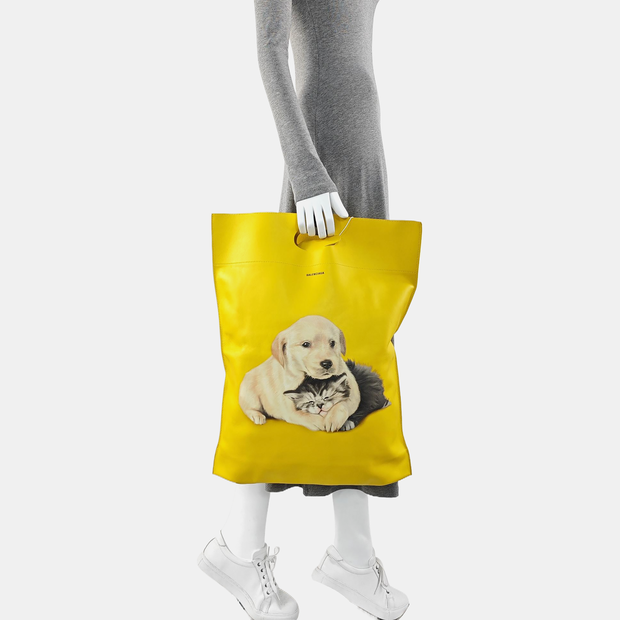 Calfskin Top Handle Bag Medium Yellow