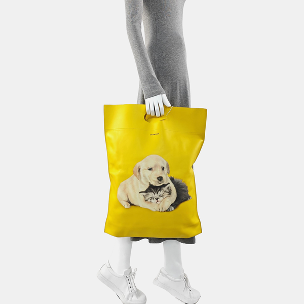 Calfskin Top Handle Bag Medium Yellow