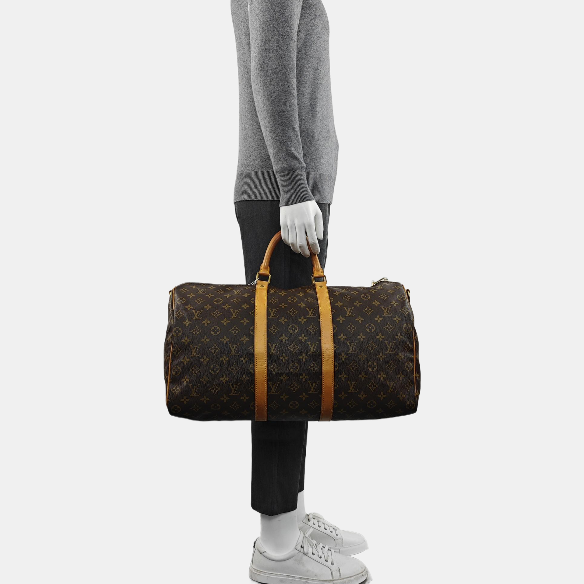 KEEPALL 50 Monogram Coated Canvas Brown