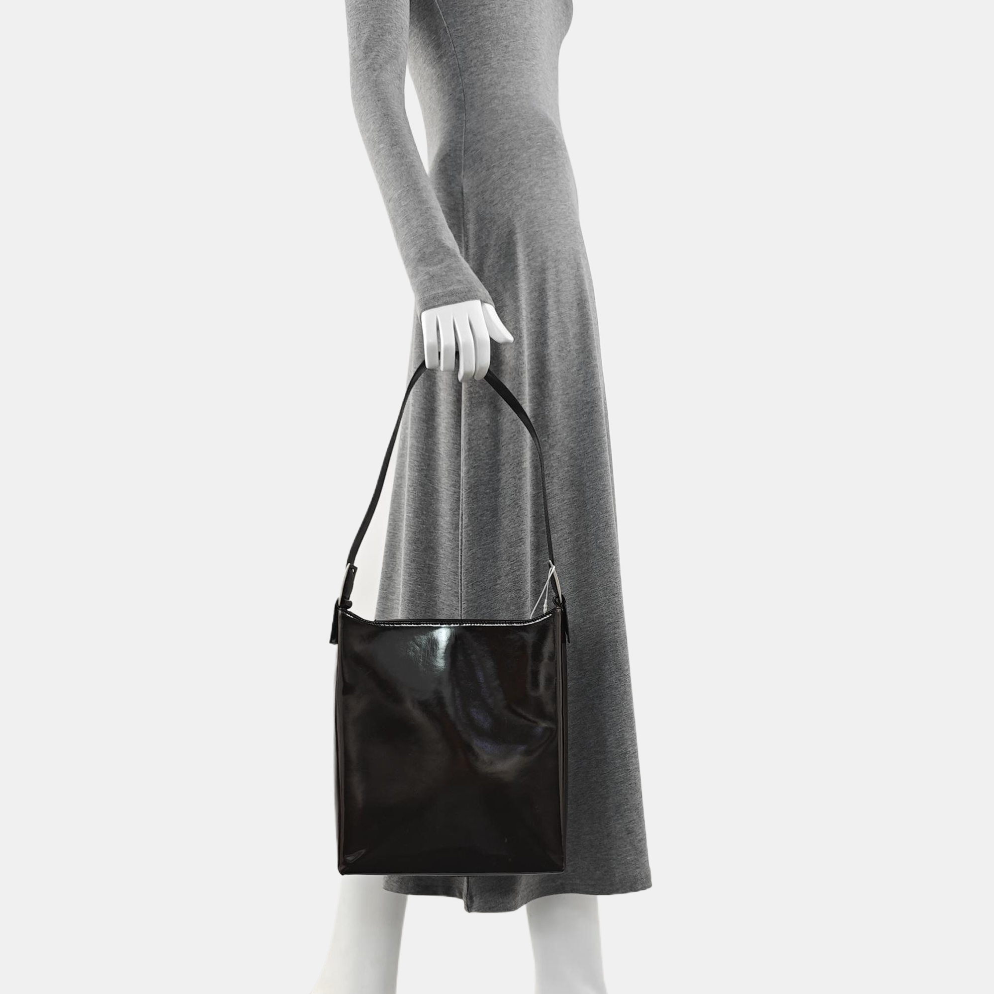 Patent Leather Shoulder Bag Brown