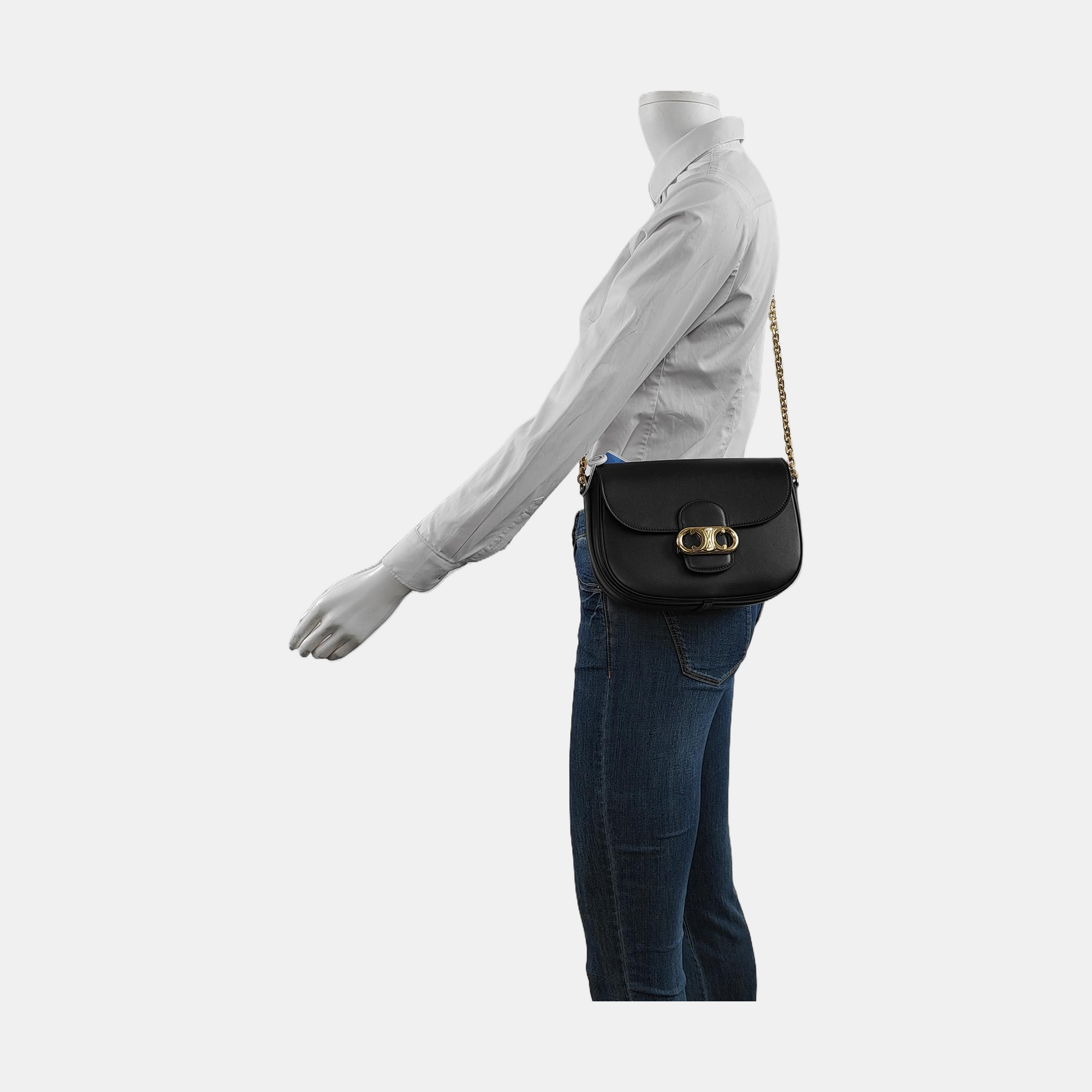 Authenticated pre-owned  TRIOMPHE Medium Calfskin Black - Crossbody Bag at Looply