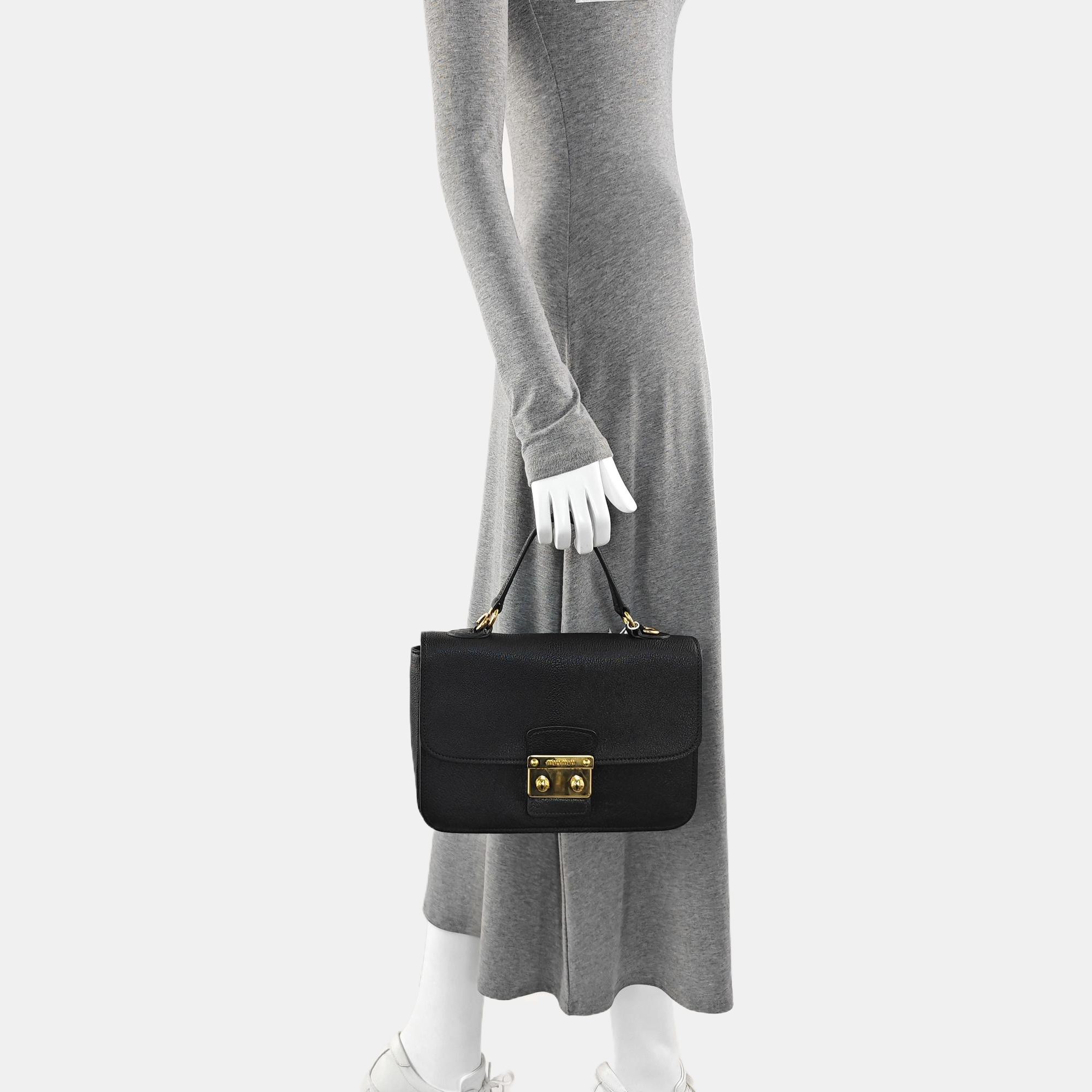 Calfskin Top Handle Bag Black