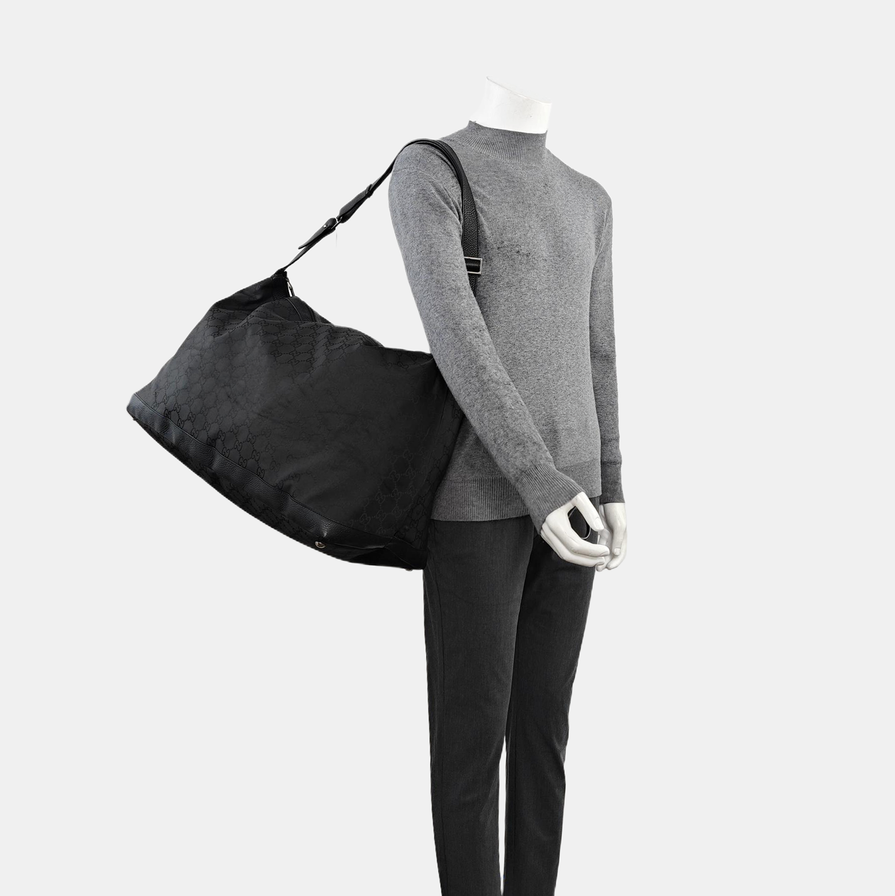 Monogram Nylon Shoulder Bag Black