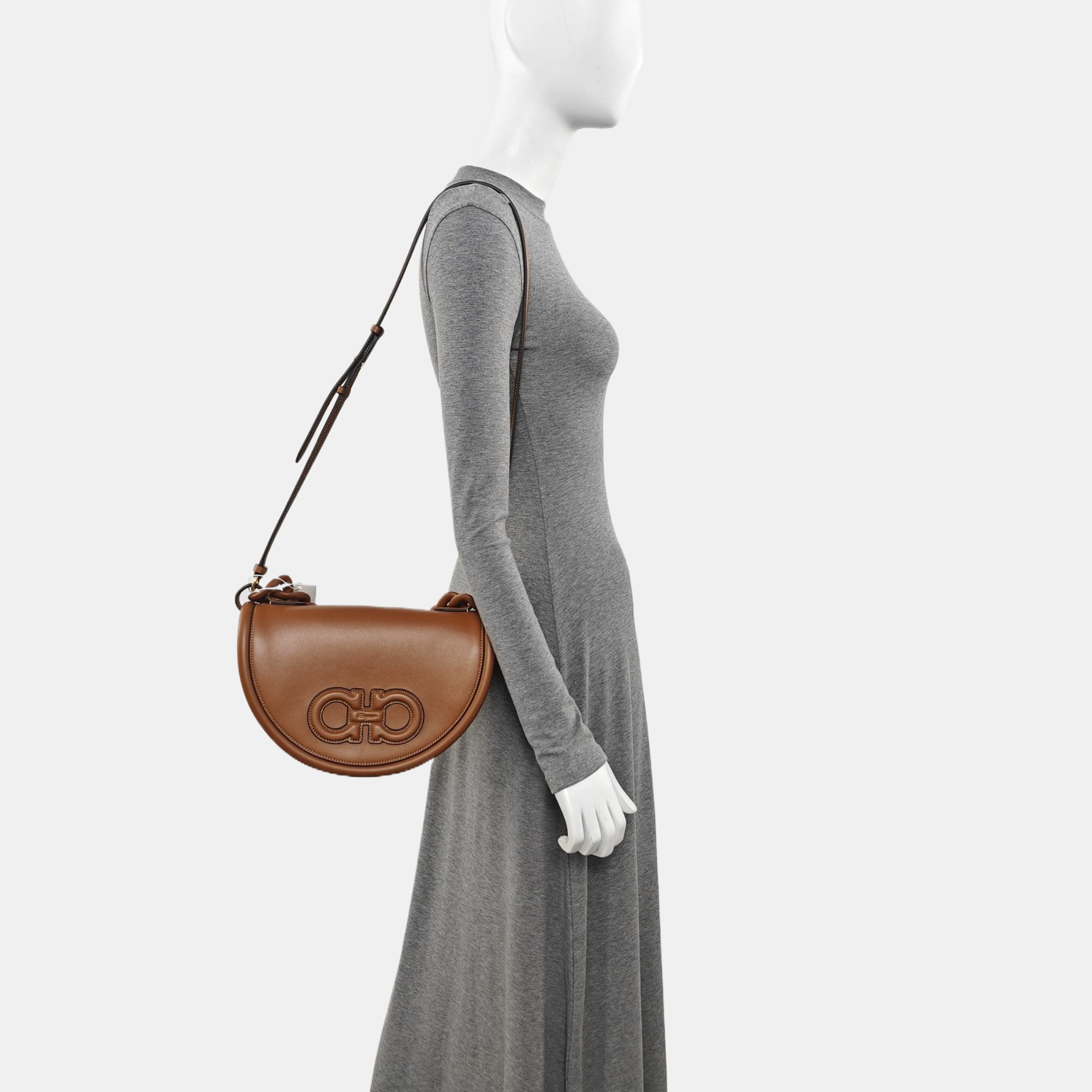 Calfskin Shoulder Bag Brown