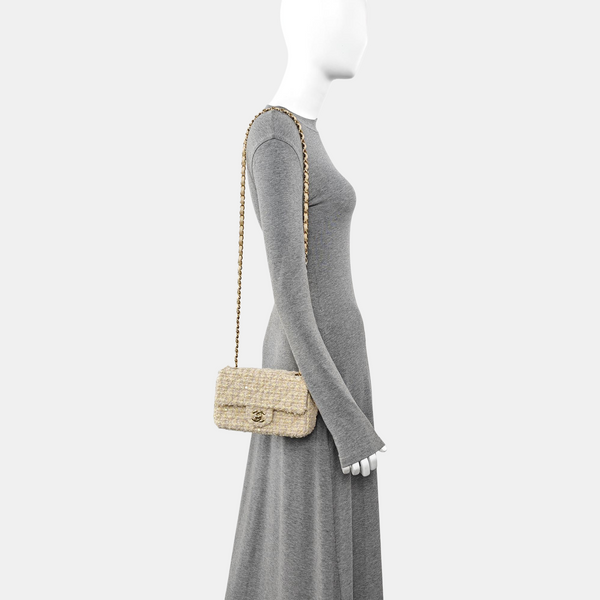 CLASSIC FLAP Mini Quilted Wool Beige